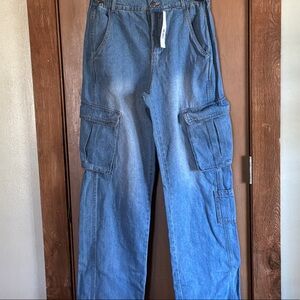 Timing Denim Blue Cargo Pants for women